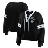 Los Angeles Kings WEAR by Erin Andrews Women's Cropped Lace-Up Sweater Black