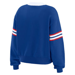 New York Rangers WEAR by Erin Andrews Women's Cropped Lace-Up Sweater Blue