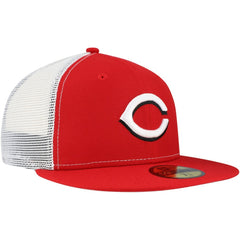 Cincinnati Reds Team Color 59FIFTY Trucker Fitted Hat Red | New Era