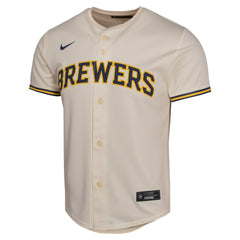 Christian Yelich Milwaukee Brewers Youth Home Game Player Jersey Cream | Nike