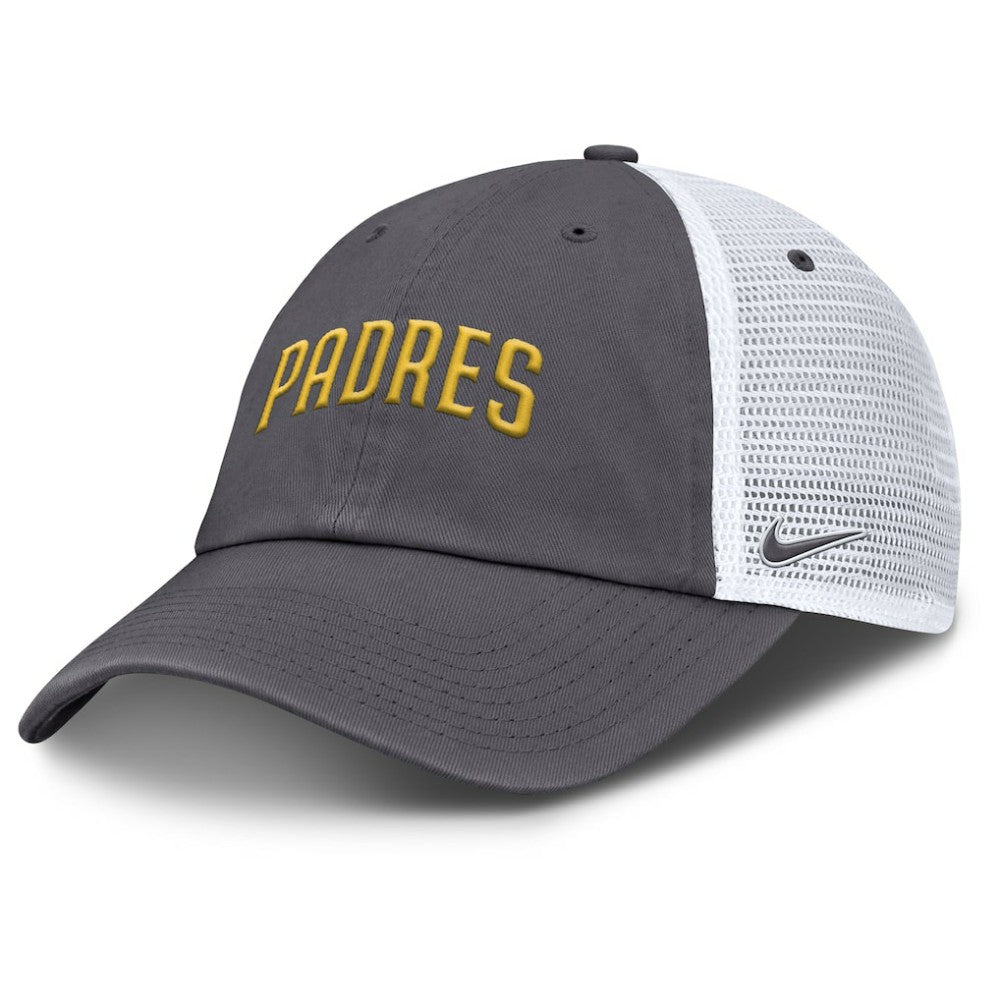 San Diego Padres Wordmark Club Adjustable Trucker Hat Gray | Nike