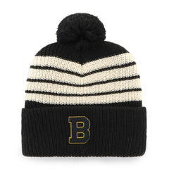 Boston Bruins '47 Old Time Hockey Barn Cuffed Knit Hat with Pom Black