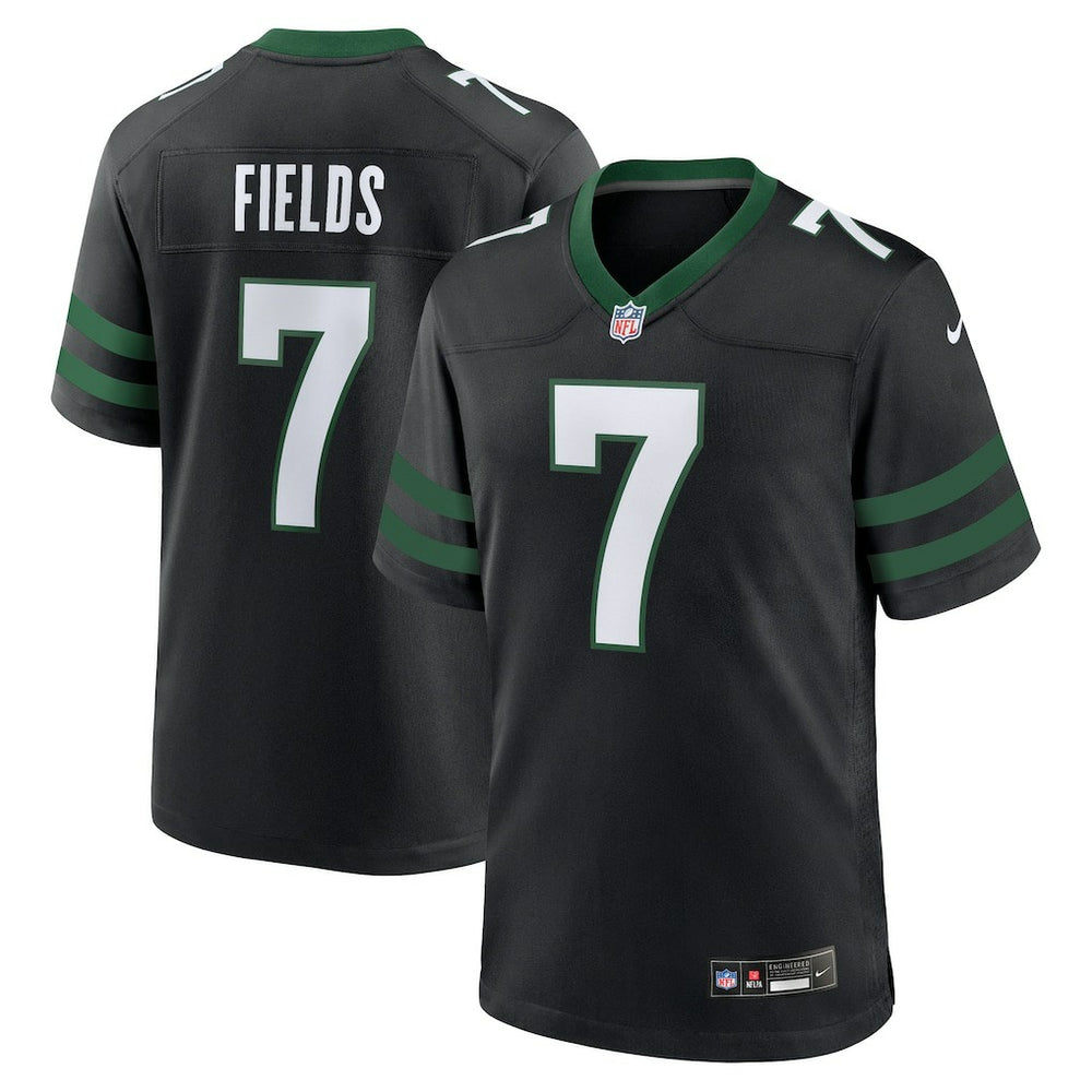 Justin Fields New York Jets Game Jersey - Stealth Black