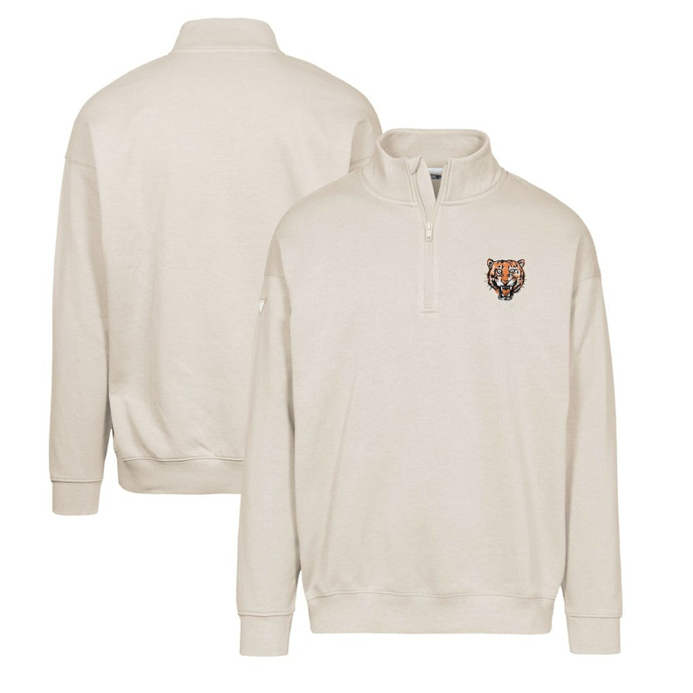 Detroit Tigers Levelwear Murray Core Logo Quarter-Zip Pullover Top Khaki