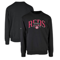 Cincinnati Reds Levelwear Zane Cooperstown Collection Retro Spellout Pullover Sweatshirt Black