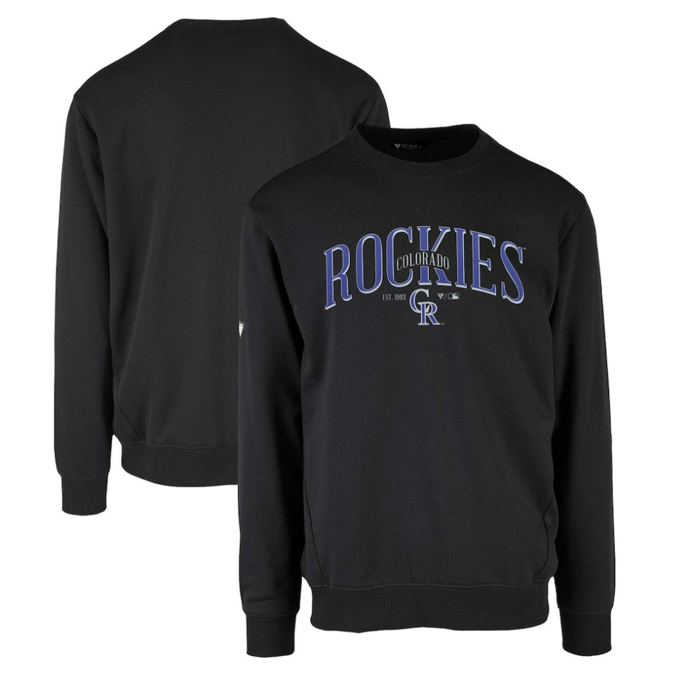 Colorado Rockies Levelwear Zane Cooperstown Collection Retro Spellout Pullover Sweatshirt Black