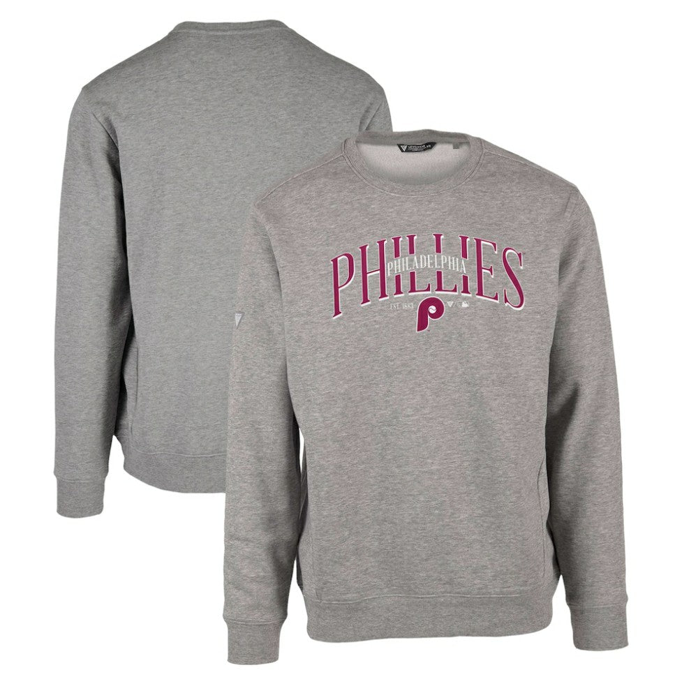 Philadelphia Phillies Levelwear Zane Cooperstown Collection Retro Spellout Pullover Sweatshirt Gray