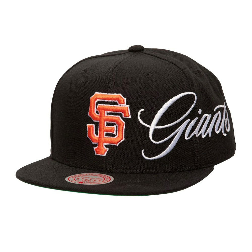 San Francisco Giants Just Don x MLB Lux Script Snapback Hat Black | Mitchell & Ness
