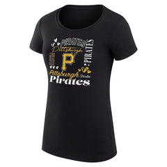Pittsburgh Pirates G-III 4Her by Carl Banks Women's Super-Slim Fit Lightweight Collage Team Graphic Crew Neck T-Shirt Black