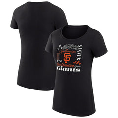 San Francisco Giants G-III 4Her by Carl Banks Women's Super-Slim Fit Lightweight Collage Team Graphic Crew Neck T-Shirt Black