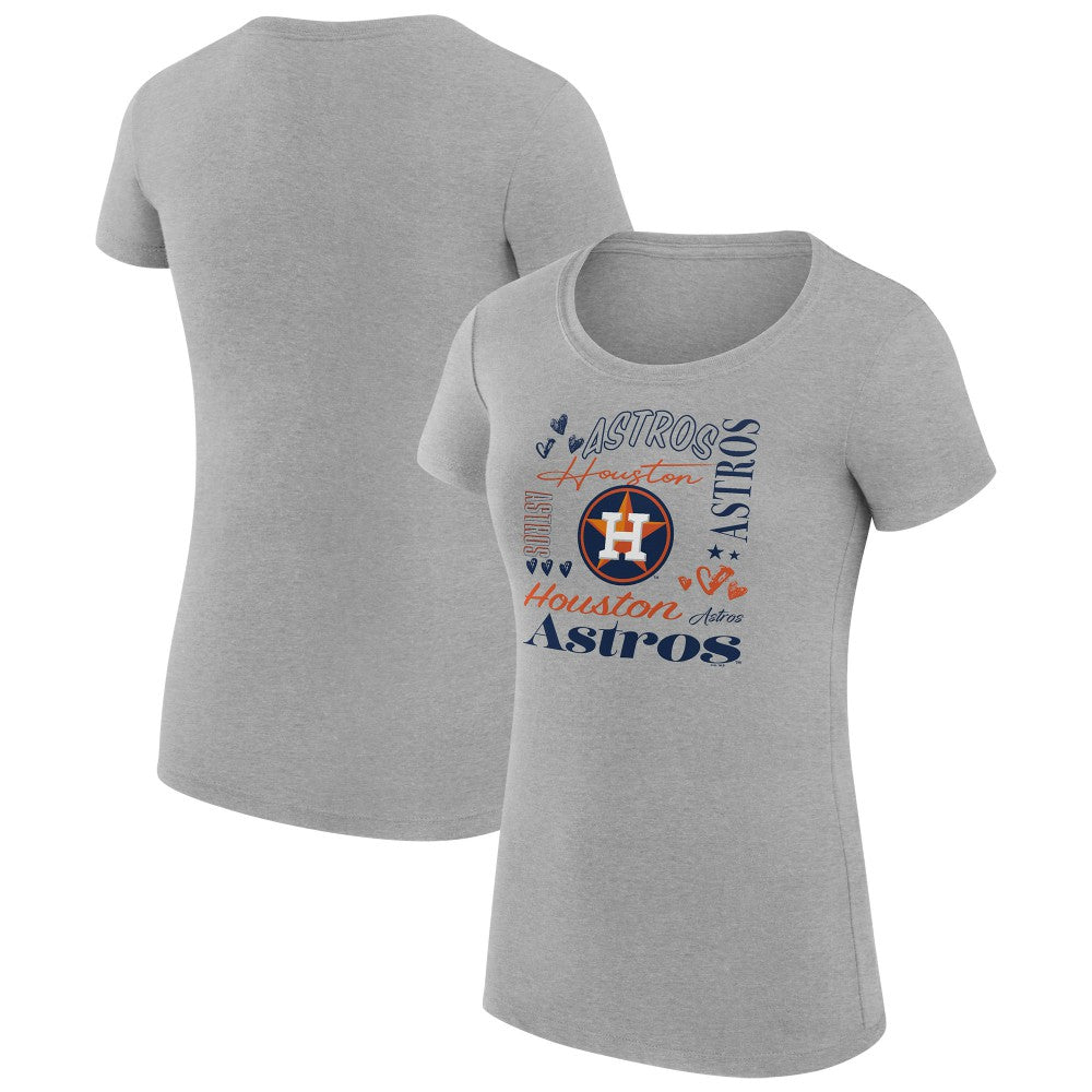 Houston Astros G-III 4Her by Carl Banks Women's Super-Slim Fit Lightweight Collage Team Graphic Crew Neck T-Shirt Heather Gray
