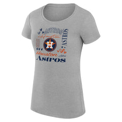 Houston Astros G-III 4Her by Carl Banks Women's Super-Slim Fit Lightweight Collage Team Graphic Crew Neck T-Shirt Heather Gray