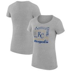 Kansas City Royals G-III 4Her by Carl Banks Women's Super-Slim Fit Lightweight Collage Team Graphic Crew Neck T-Shirt Heather Gray
