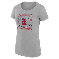 St. Louis Cardinals G-III 4Her by Carl Banks Women's Super-Slim Fit Lightweight Collage Team Graphic Crew Neck T-Shirt Heather Gray