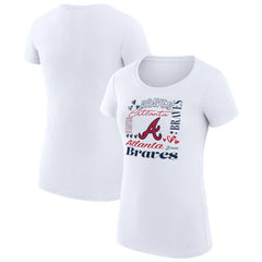 Atlanta Braves G-III 4Her by Carl Banks Women's Super-Slim Fit Lightweight Collage Team Graphic Crew Neck T-Shirt White