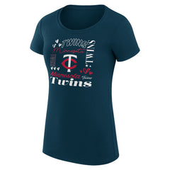 Minnesota Twins G-III 4Her by Carl Banks Women's Super-Slim Fit Lightweight Collage Team Graphic Crew Neck T-Shirt Navy