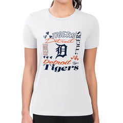 Detroit Tigers G-III 4Her by Carl Banks Women's Super-Slim Fit Lightweight Collage Team Graphic Crew Neck T-Shirt White