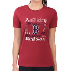Boston Red Sox G-III 4Her by Carl Banks Women's Super-Slim Fit Lightweight Collage Team Graphic Crew Neck T-Shirt Red