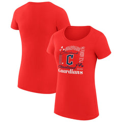 Cleveland Guardians G-III 4Her by Carl Banks Women's Super-Slim Fit Lightweight Collage Team Graphic Crew Neck T-Shirt Red