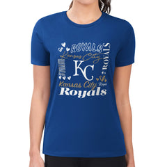 Kansas City Royals G-III 4Her by Carl Banks Women's Super-Slim Fit Lightweight Collage Team Graphic Crew Neck T-Shirt Royal