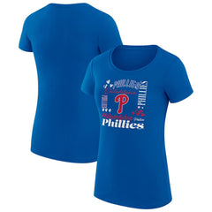 Philadelphia Phillies G-III 4Her by Carl Banks Women's Super-Slim Fit Lightweight Collage Team Graphic Crew Neck T-Shirt Royal