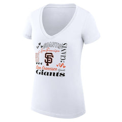 San Francisco Giants G-III 4Her by Carl Banks Women's Super-Slim Fit Lightweight Collage Team Graphic V-Neck T-Shirt White