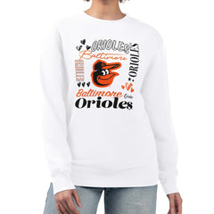 Baltimore Orioles G-III 4Her by Carl Banks Women's Collage Team Graphic Fleece Pullover Hoodie White