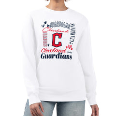 Cleveland Guardians G-III 4Her by Carl Banks Women's Collage Team Graphic Fleece Pullover Hoodie White