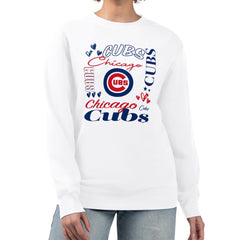 Chicago Cubs G-III 4Her by Carl Banks Women's Collage Team Graphic Fleece Pullover Hoodie White