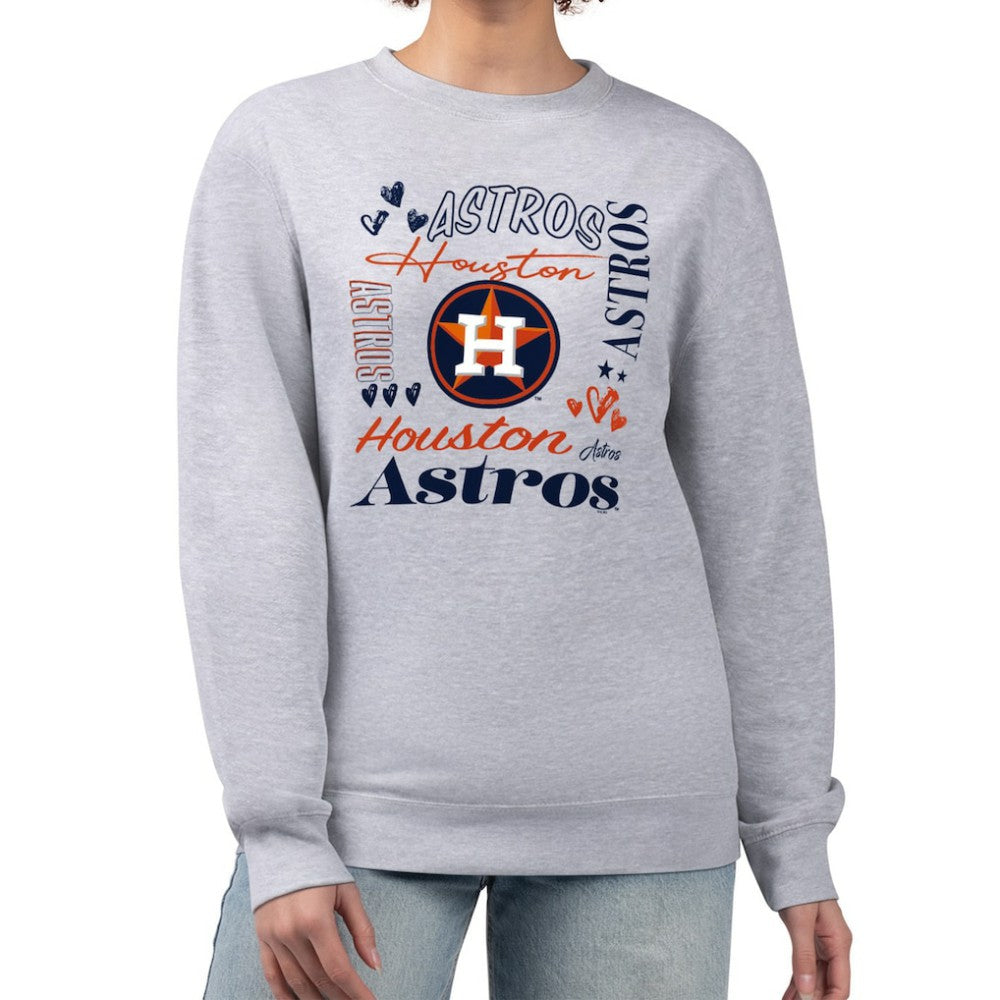 Houston Astros G-III 4Her by Carl Banks Women's Collage Team Graphic Fleece Pullover Hoodie Heather Gray