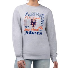 New York Mets G-III 4Her by Carl Banks Women's Collage Team Graphic Fleece Pullover Hoodie Heather Gray