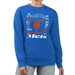 New York Mets G-III 4Her by Carl Banks Women's Collage Team Graphic Fleece Pullover Hoodie Royal