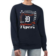 Detroit Tigers G-III 4Her by Carl Banks Women's Collage Team Graphic Fleece Pullover Hoodie Navy