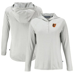 Baltimore Orioles Cutter & Buck Women's Coastline Epic Comfort Eco Recycled Hoodie Raglan Long Sleeve T-Shirt Gray