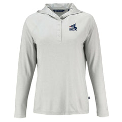 Chicago White Sox Cutter & Buck Women's Cooperstown Collection Coastline Epic Comfort Eco Recycled Hoodie Raglan Long Sleeve T-Shirt Gray
