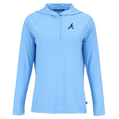 Atlanta Braves Cutter & Buck Women's Coastline Epic Comfort Eco Recycled Hoodie Raglan Long Sleeve T-Shirt Powder Blue