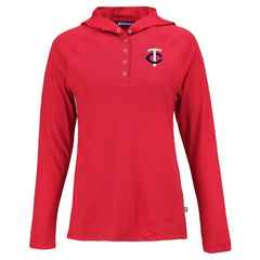 Minnesota Twins Cutter & Buck Women's Coastline Epic Comfort Eco Recycled Hoodie Raglan Long Sleeve T-Shirt Red