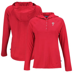 Philadelphia Phillies Cutter & Buck Women's Coastline Epic Comfort Eco Recycled Hoodie Raglan Long Sleeve T-Shirt Red