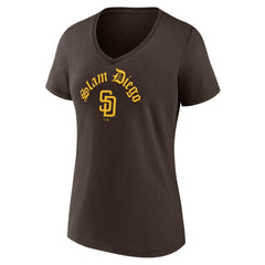 San Diego Padres Women's Local V-Neck T-Shirt Brown