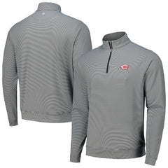 Cincinnati Reds Peter Millar Perth Sugar Stripe Performance Quarter-Zip Top Black