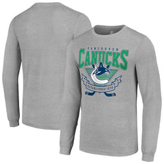 Vancouver Canucks Starter '80s Inspired Team Logo Long Sleeve T-Shirt Heather Gray