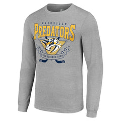 Nashville Predators Starter '80s Inspired Team Logo Long Sleeve T-Shirt Heather Gray