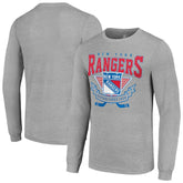 New York Rangers Starter '80s Inspired Team Logo Long Sleeve T-Shirt Heather Gray