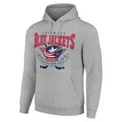 Columbus Blue Jackets Starter Team Logo Graphic Fleece Tri-Blend Pullover Hoodie Heather Gray