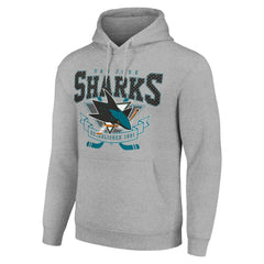 San Jose Sharks Starter Team Logo Graphic Fleece Tri-Blend Pullover Hoodie Heather Gray