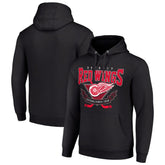 Detroit Red Wings Starter Team Logo Graphic Fleece Tri-Blend Pullover Hoodie Black