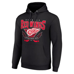 Detroit Red Wings Starter Team Logo Graphic Fleece Tri-Blend Pullover Hoodie Black