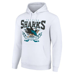 San Jose Sharks Starter Team Logo Graphic Fleece Tri-Blend Pullover Hoodie White