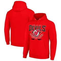 New Jersey Devils Starter Team Logo Graphic Fleece Tri-Blend Pullover Hoodie Red