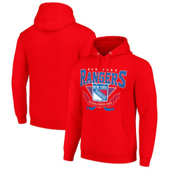 New York Rangers Starter Team Logo Graphic Fleece Tri-Blend Pullover Hoodie Red